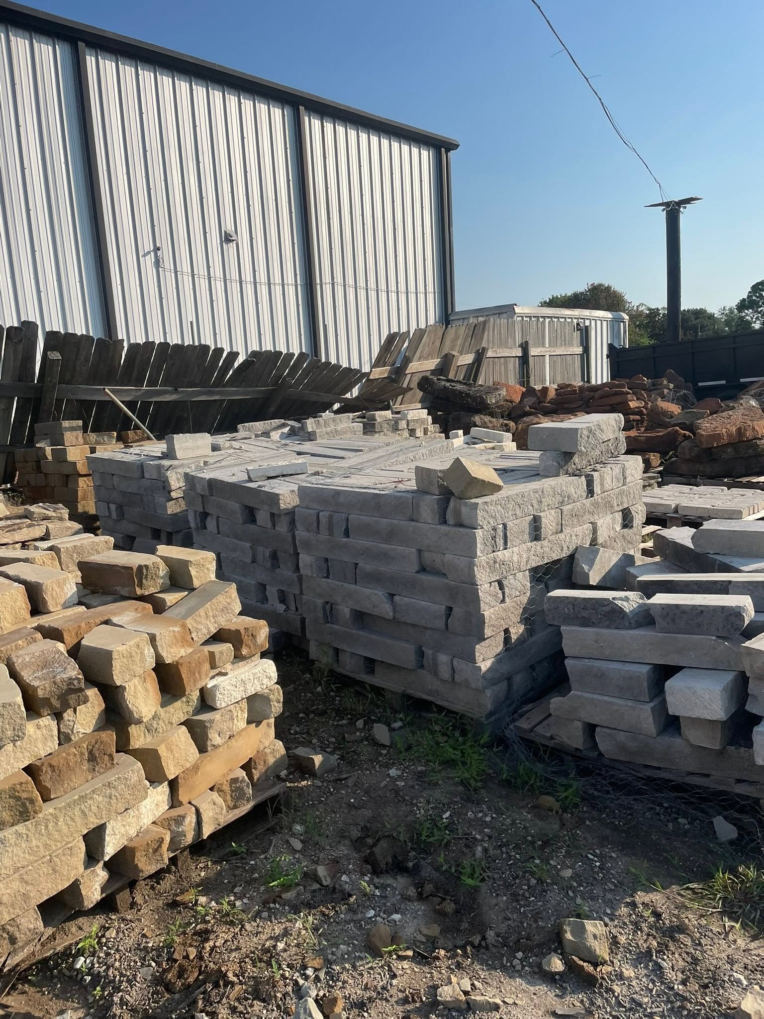 Stacks of pavers at the landscape supply yard